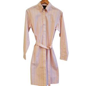 Brooks Brothers Striped Long Sleeve Shirt Dress Size 10 Pink White Yellow
